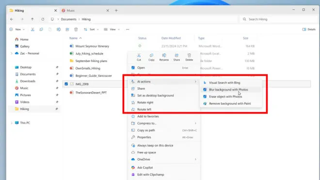 Windows 11 içerisinde “yapay zeka eylemleri” dönemi başlıyor